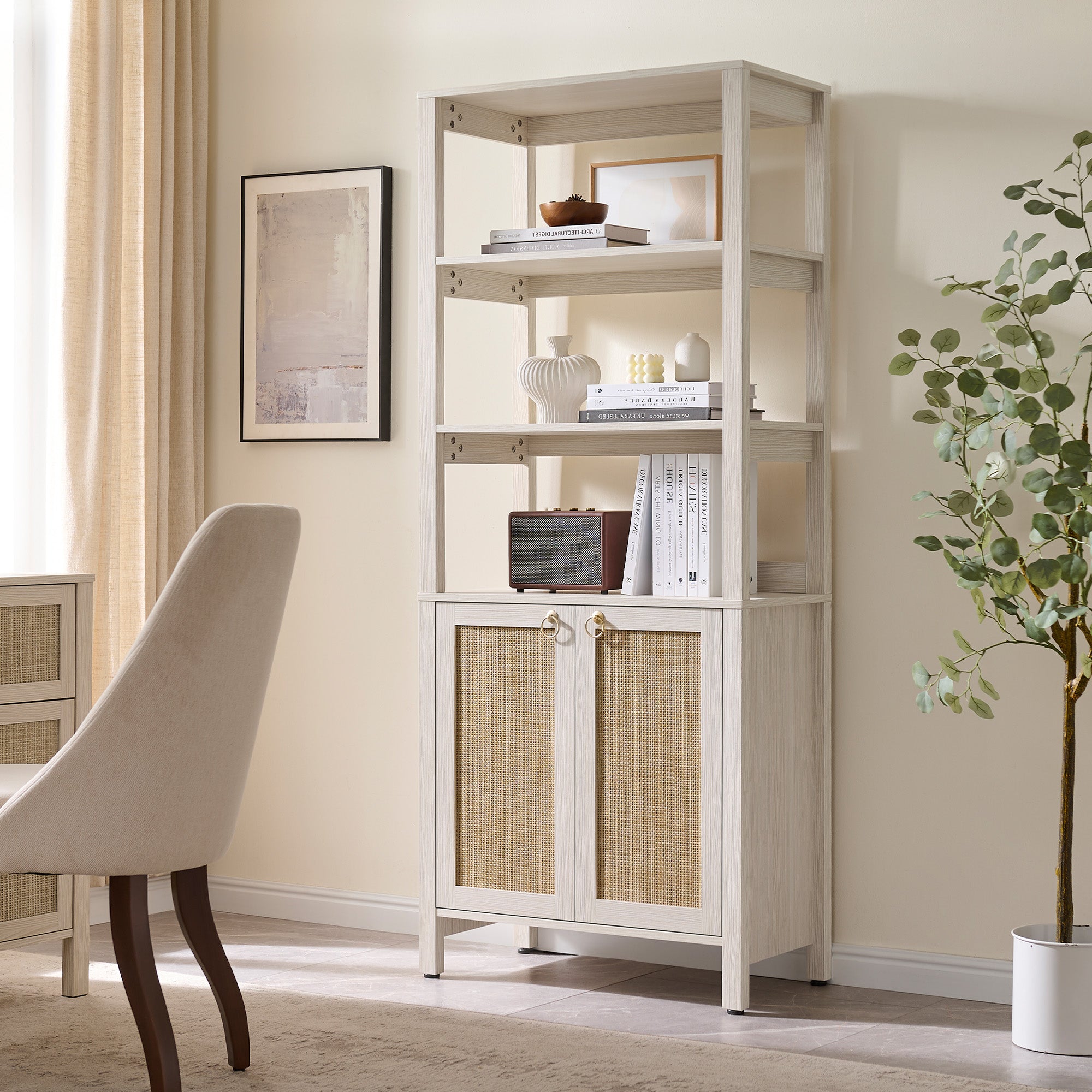 Terra Modern 2-Door Bookshelf, Large Storage