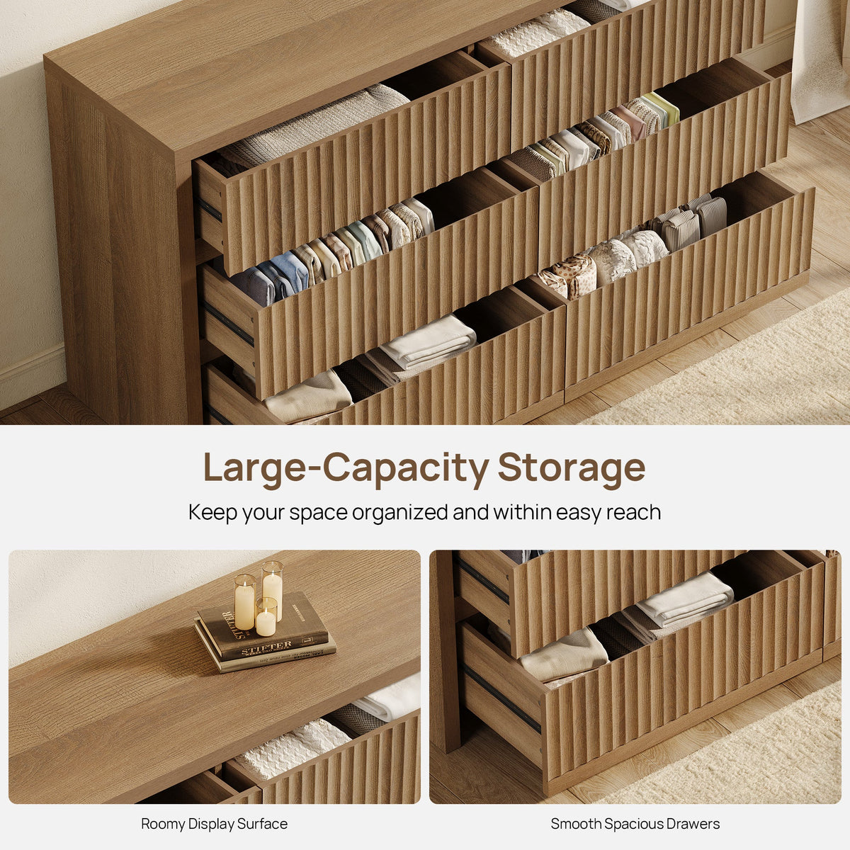 Prelude 6 Drawers Dresser, Large Capacity