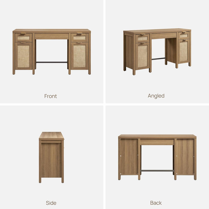 Savanna Rattan Vanity Table with Doors, Set of 2