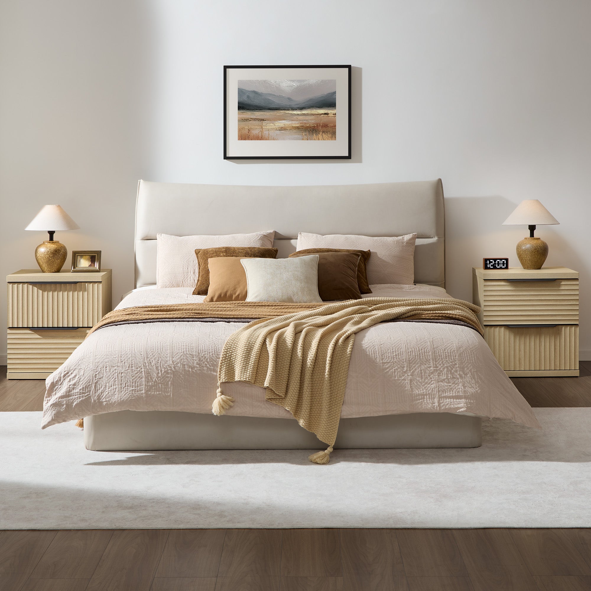 Stria Dresser and Nightstands Set, Large Storage
