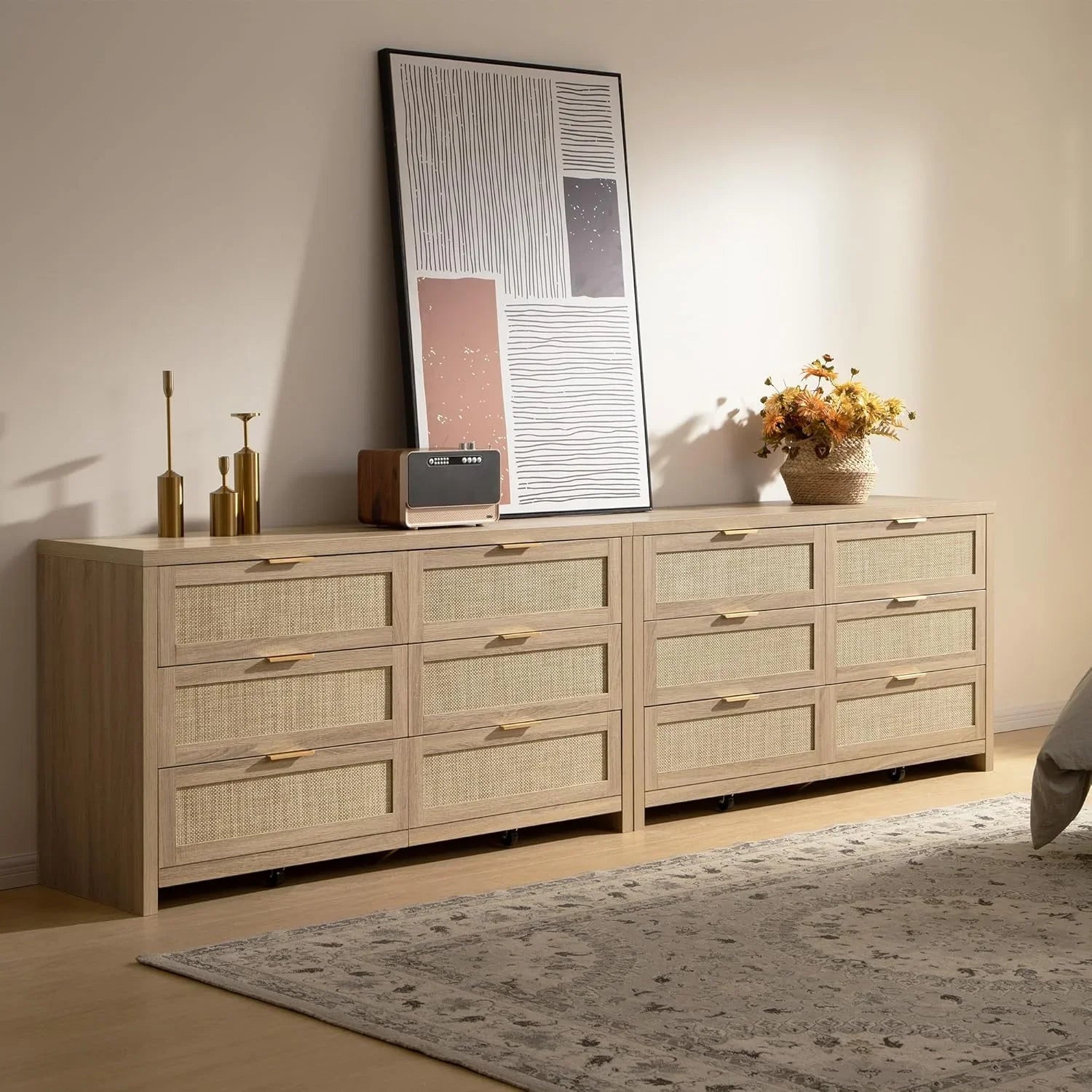 Savanna 6 Drawers Dresser, Wardrobe and Nightstands Set