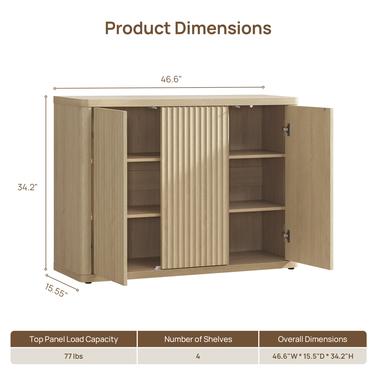 Cas Sideboard Cabinet, 3 Doors Storage