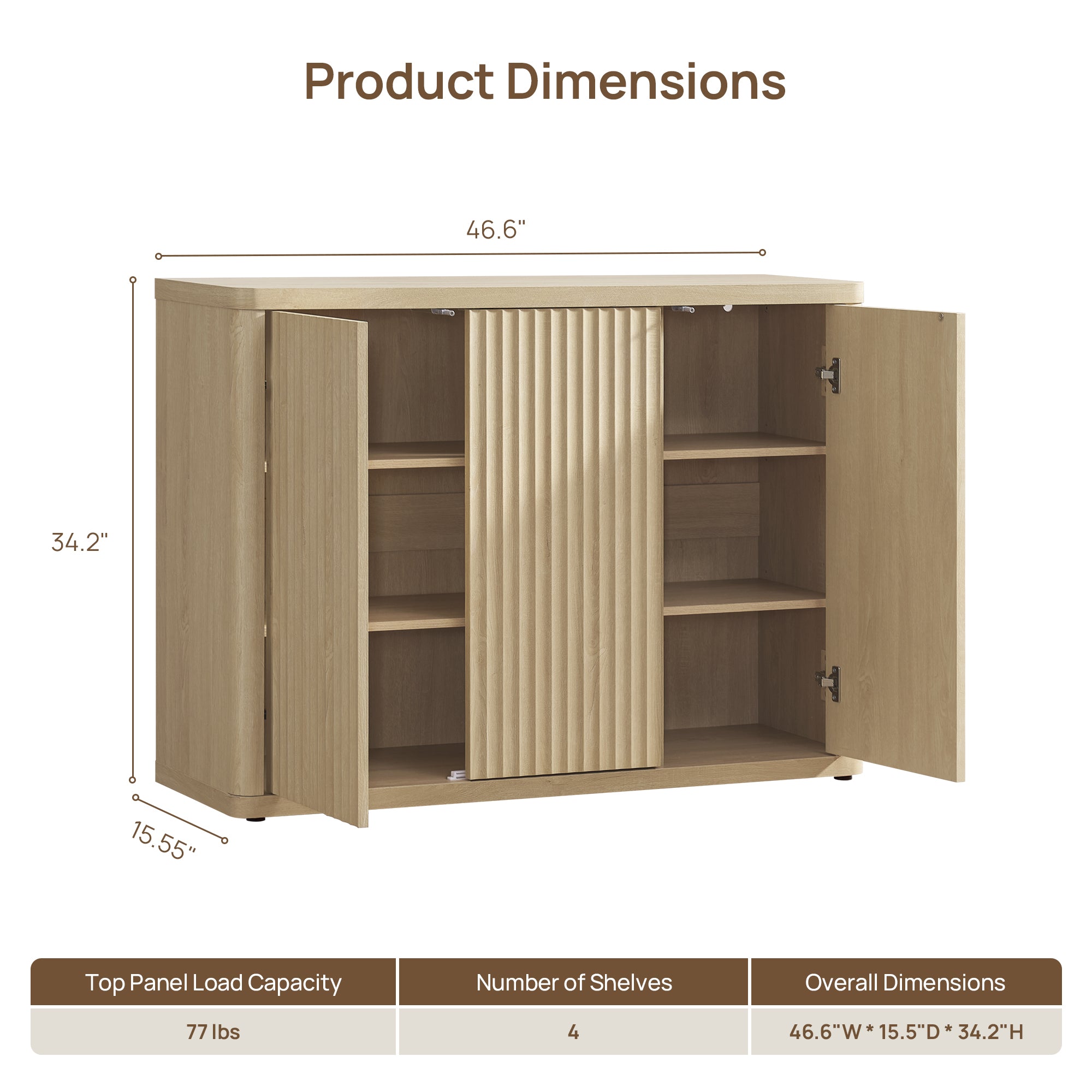 Cas Sideboard Cabinet, 3 Doors Storage