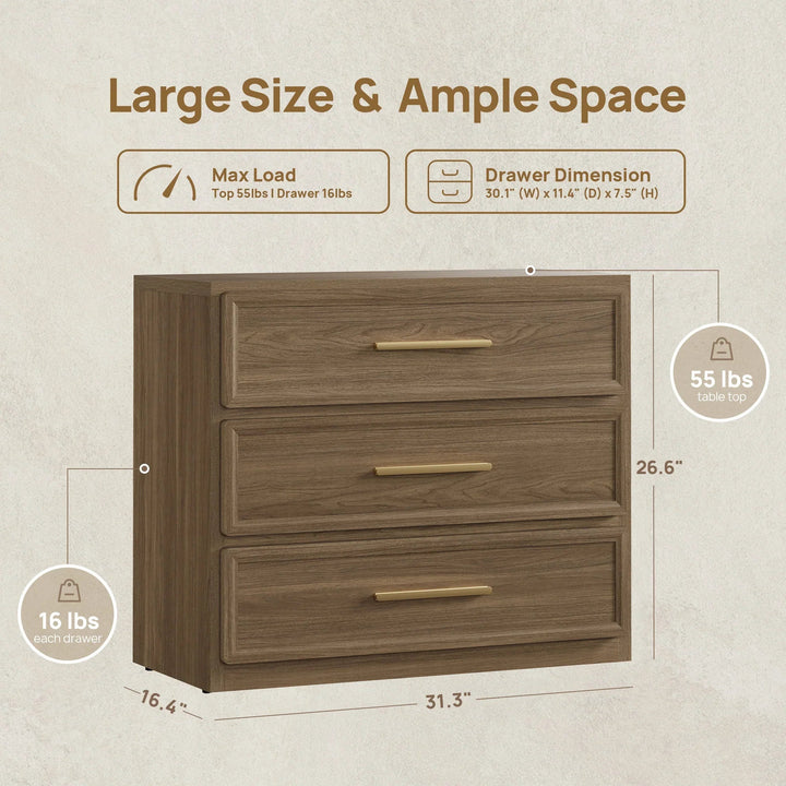 Crescent Modular Dresser and Nightstands Set, 26.6-Inch Tall