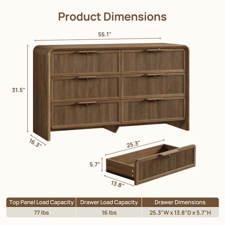 Alina 55'' Wide Bedroom Dresser with 6 Drawers, Set of 2