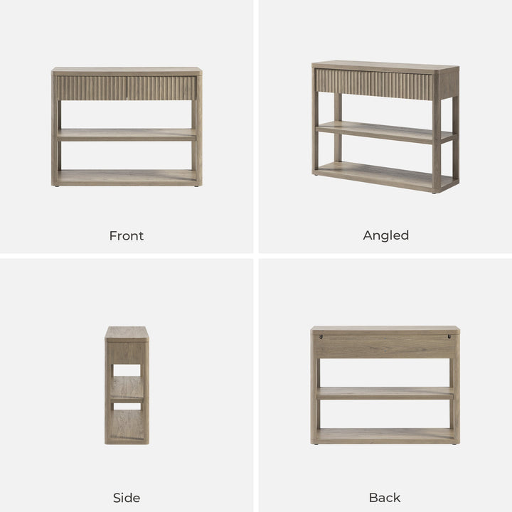 Cas Narrow Console Table with Drawers - 1 Piece - White Alder