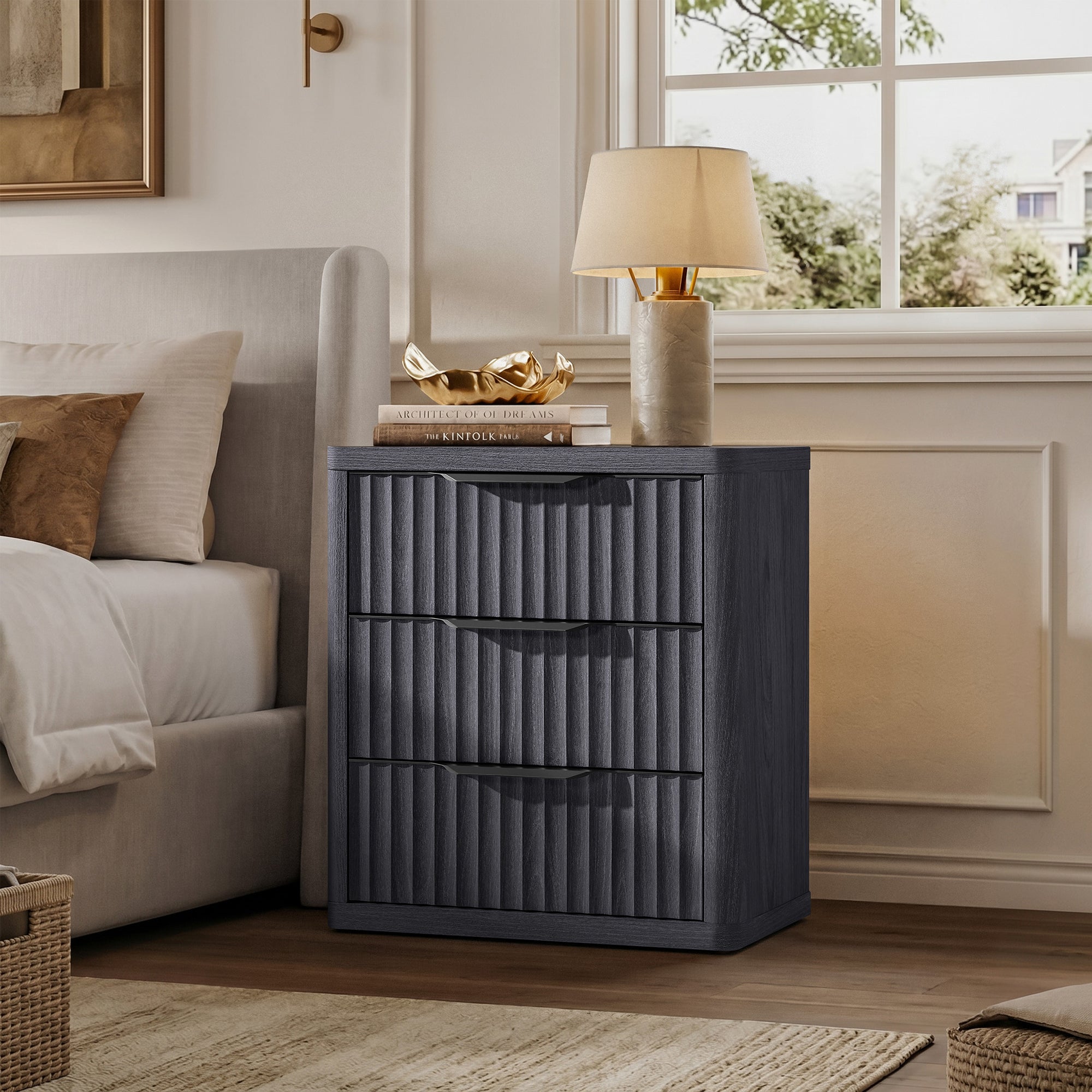 Cas 3 Drawers Dresser, Black Handle