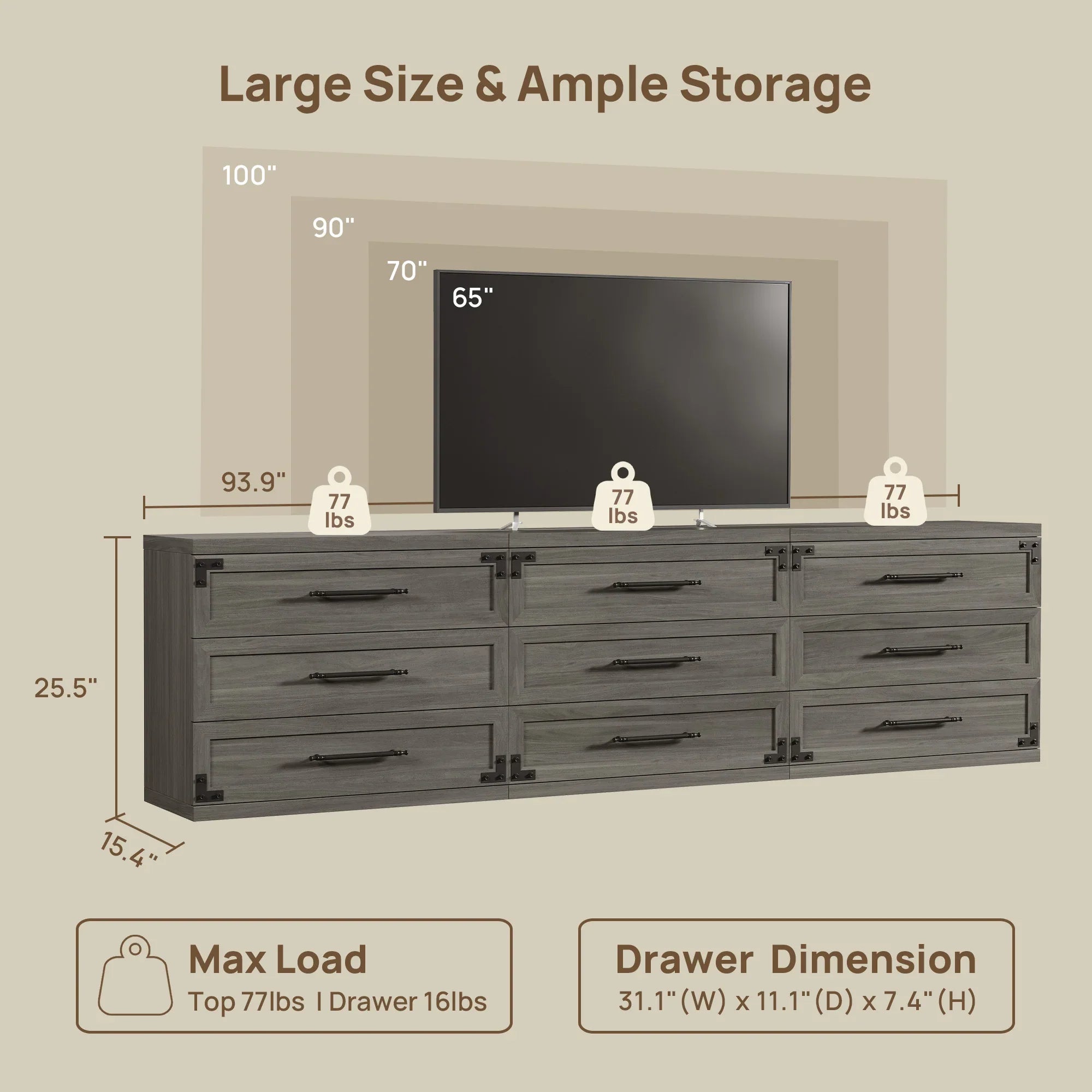 Willow 3-Drawers Nightstands Set