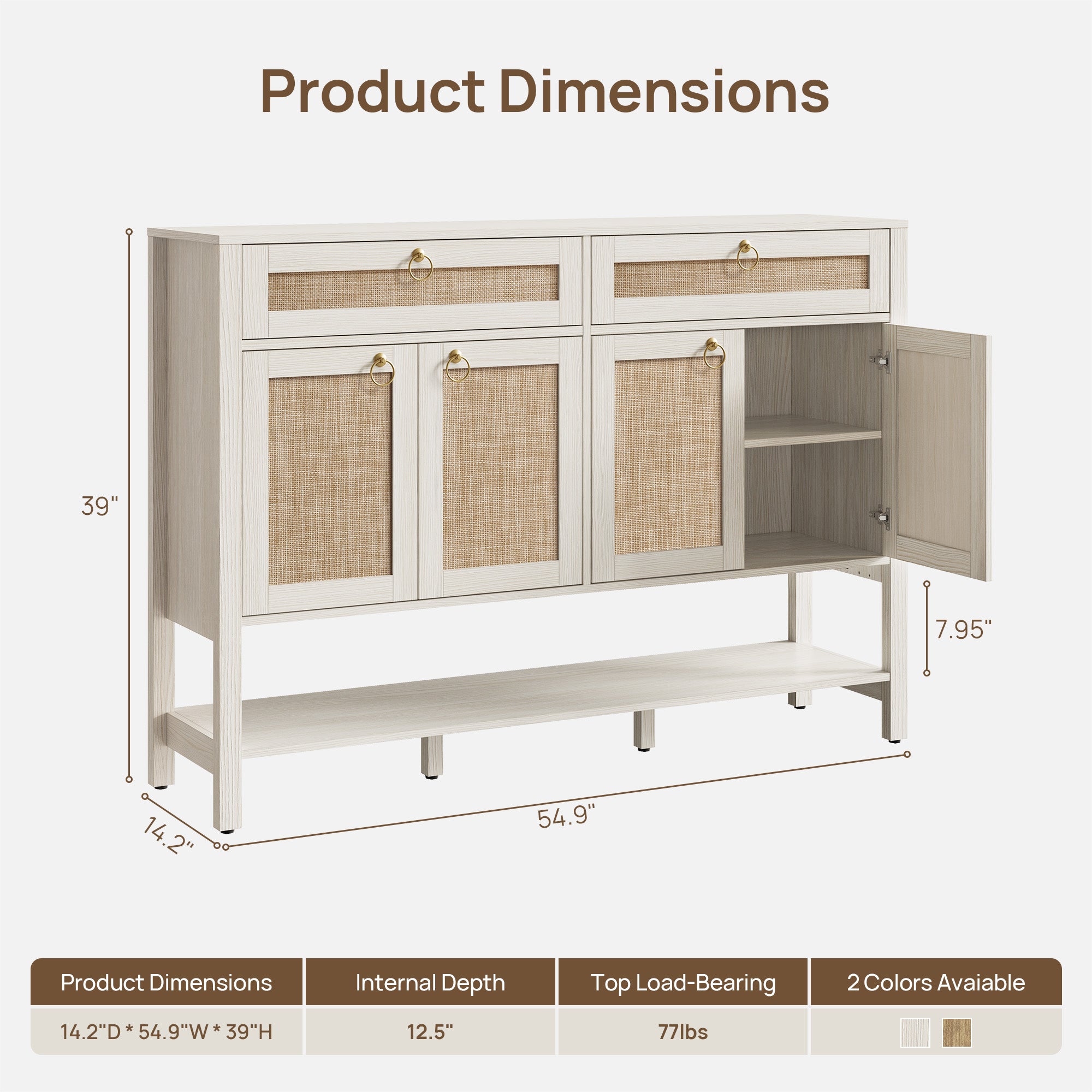 Terra TV Stand with Storage, 55 Inches Wide