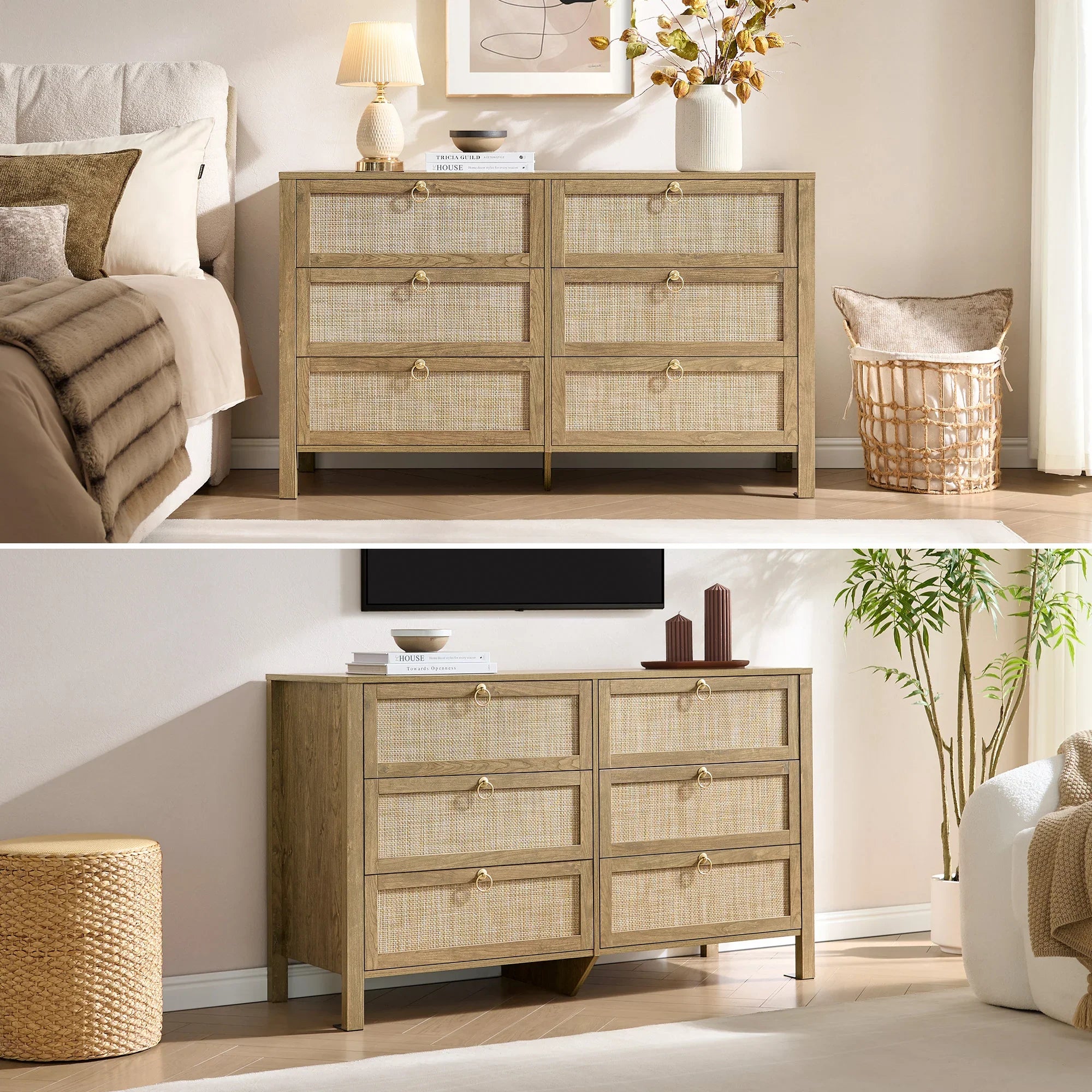 Terra 6 Drawers Dresser And 3 Drawers Nightstands Sets