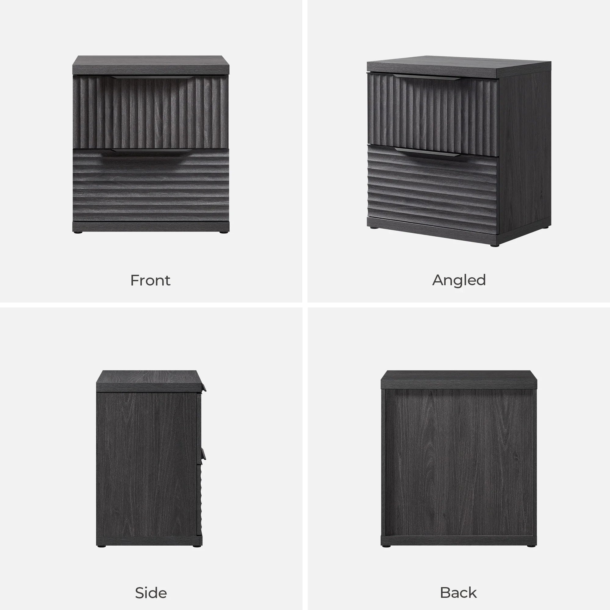 Stria 2 Drawers Nightstand for Bedroom