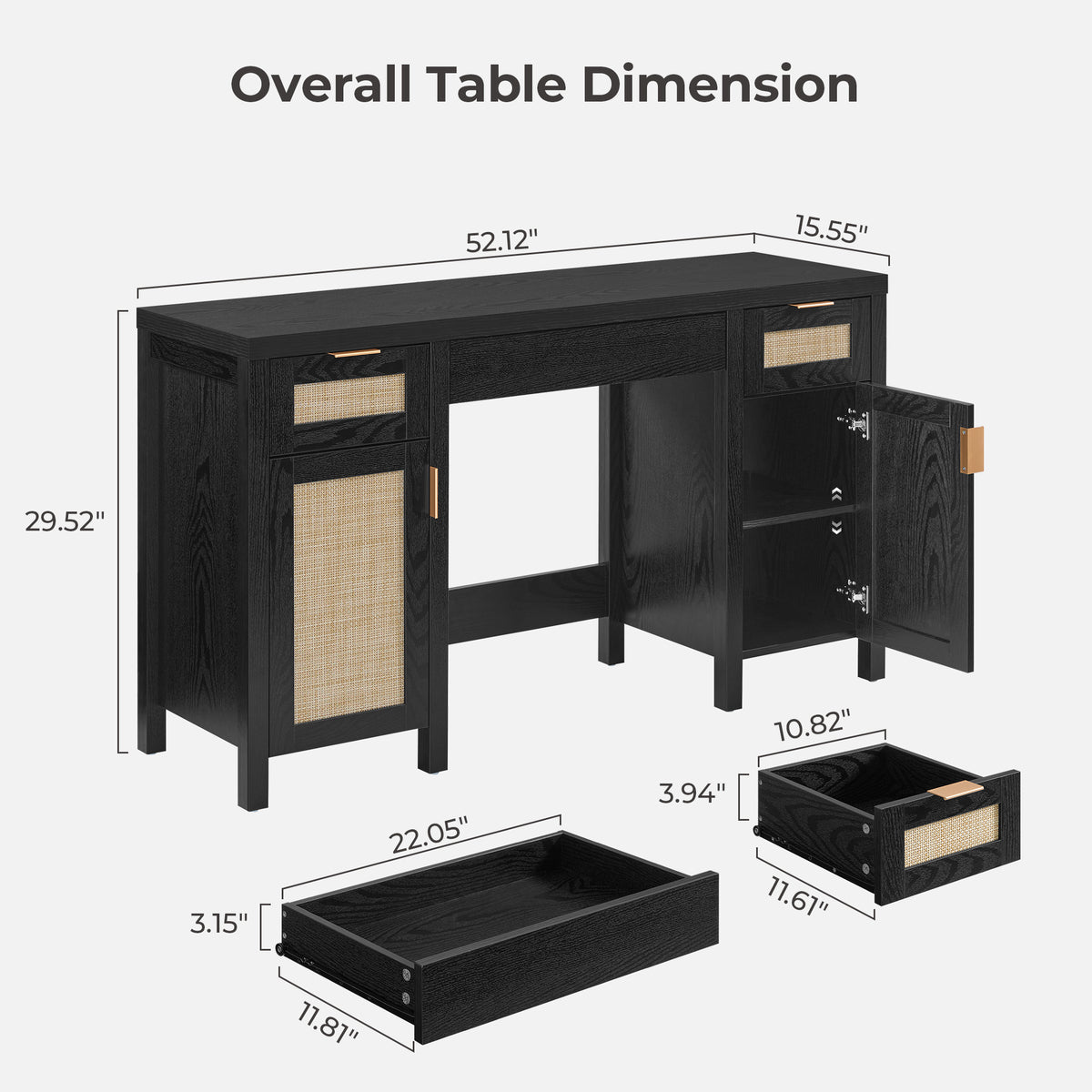 Savanna Black Makeup Vanity, Set of 2