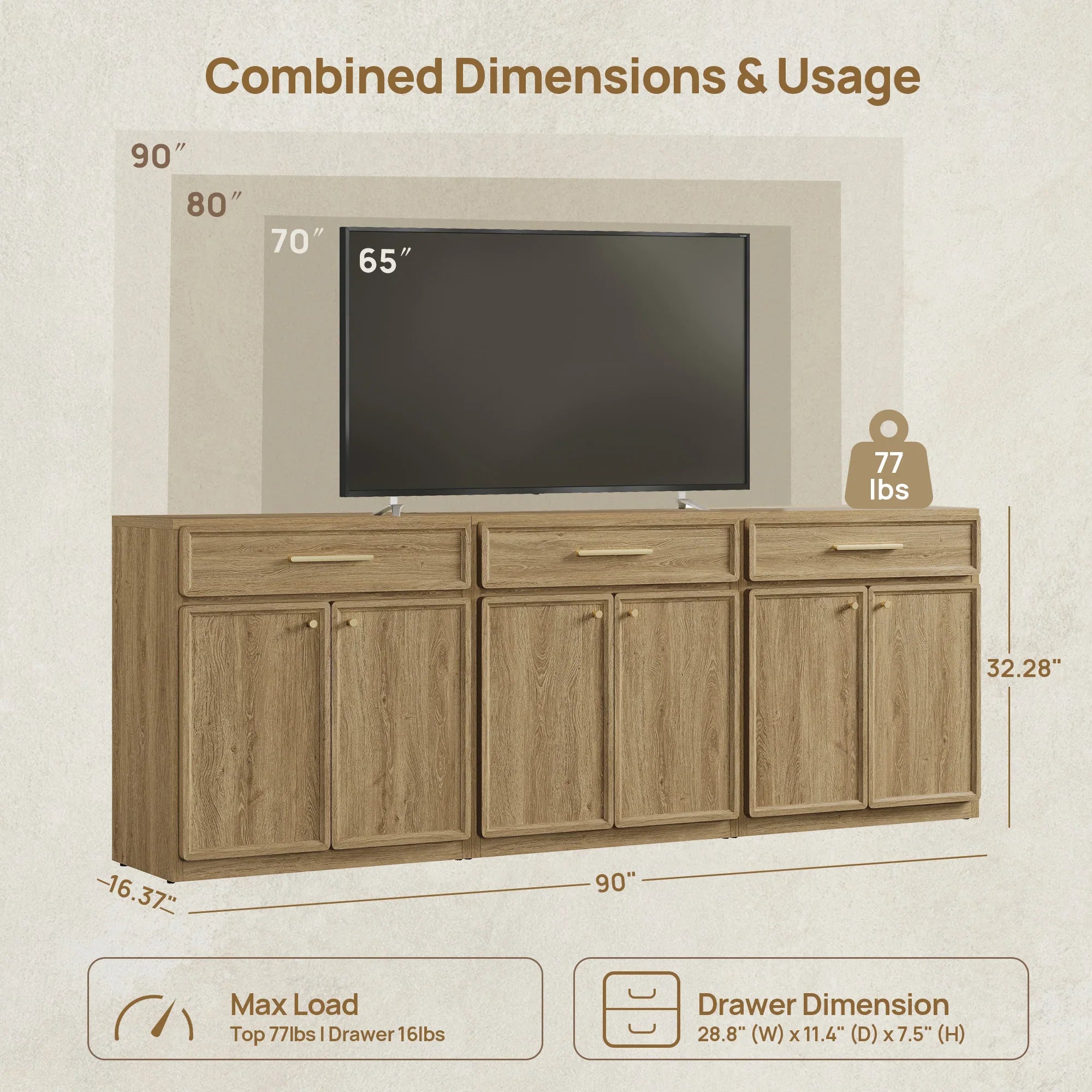 Crescent Sideboard with 1 Drawer