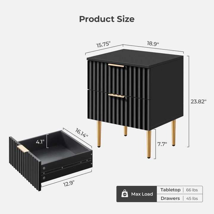 Opus Black Nightstand