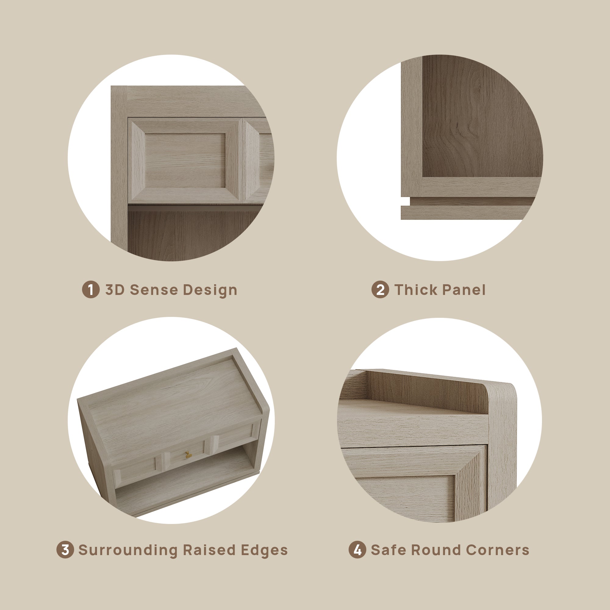 Helio 6-Drawer Dresser and Large Nightstands Set