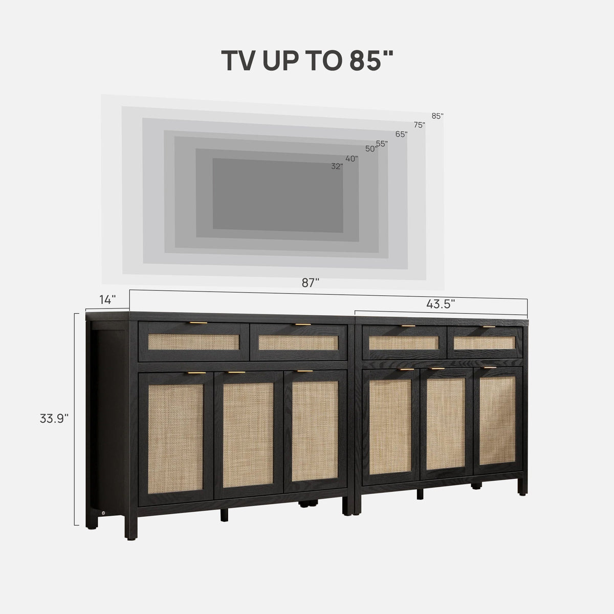 Savanna TV Cabinet with Storage, 43.5'' Wide, Set of 2