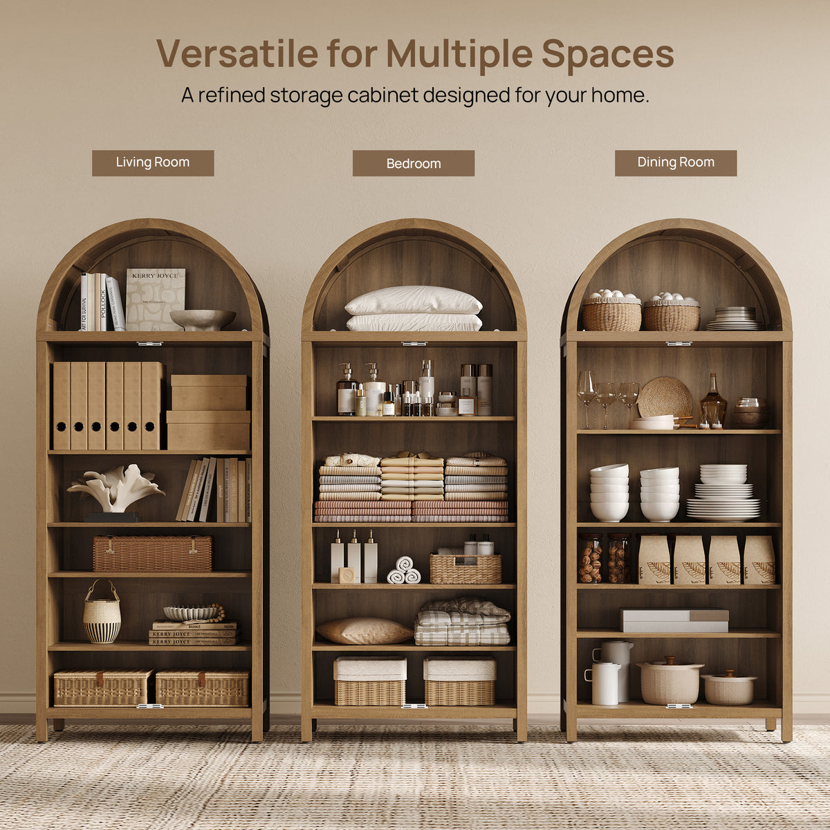 Savanna 72.8Inch-Tall Pantry Cabinet, Arched Design