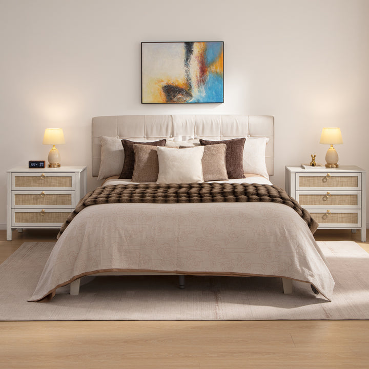 Terra 6 Drawers Dresser And Nightstands Sets, Golden Handle