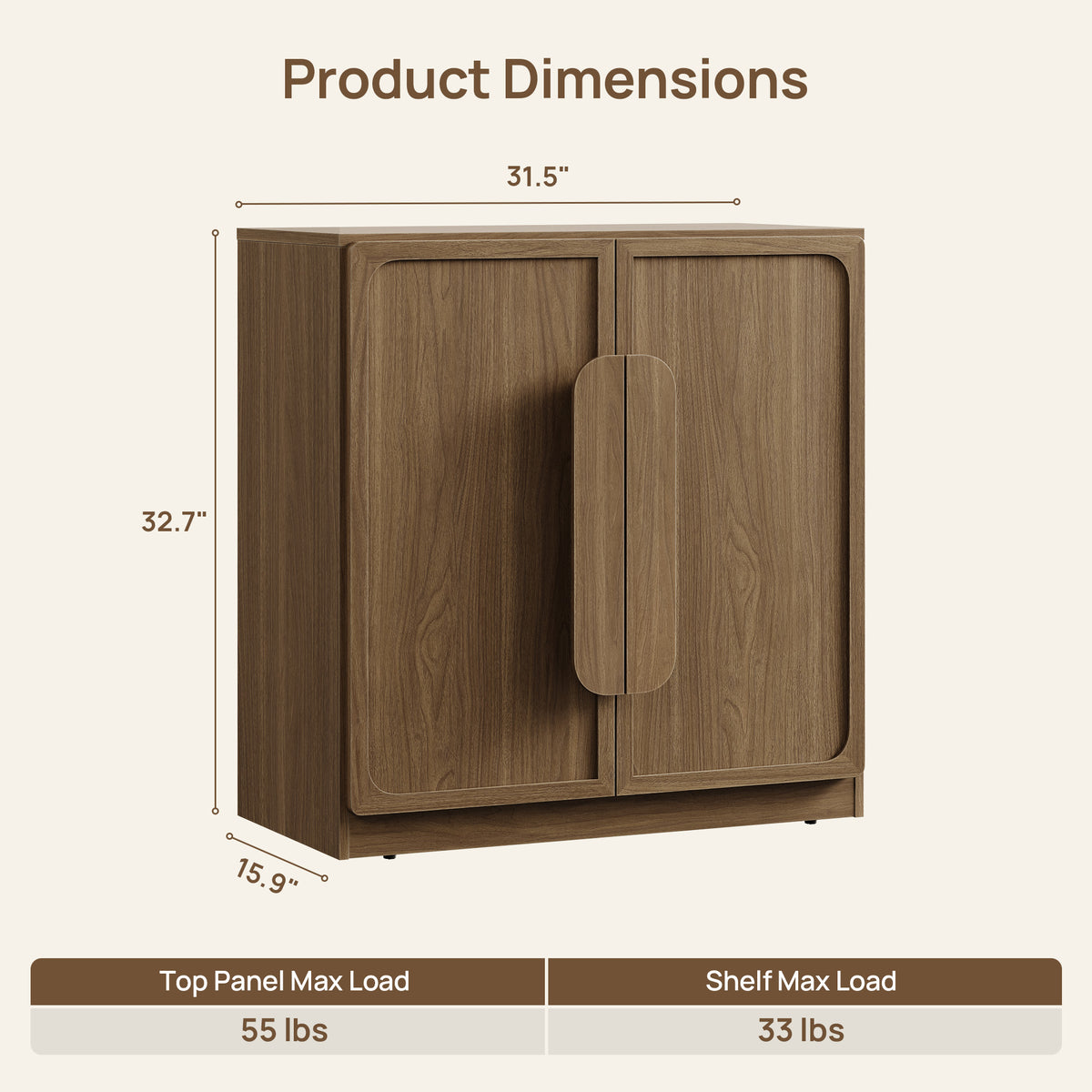 Arcus Sideboard with 2 Doors, Arched Handle Design