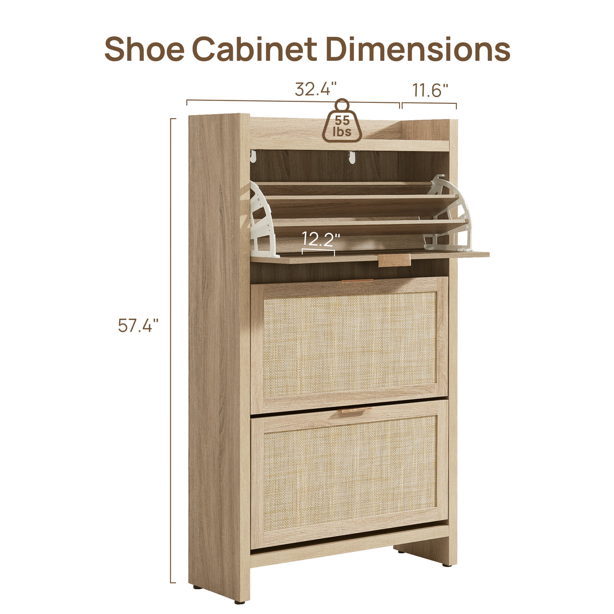 Savanna Flip Shoe Cabinet, 30-Pair Organizer, Set of 2