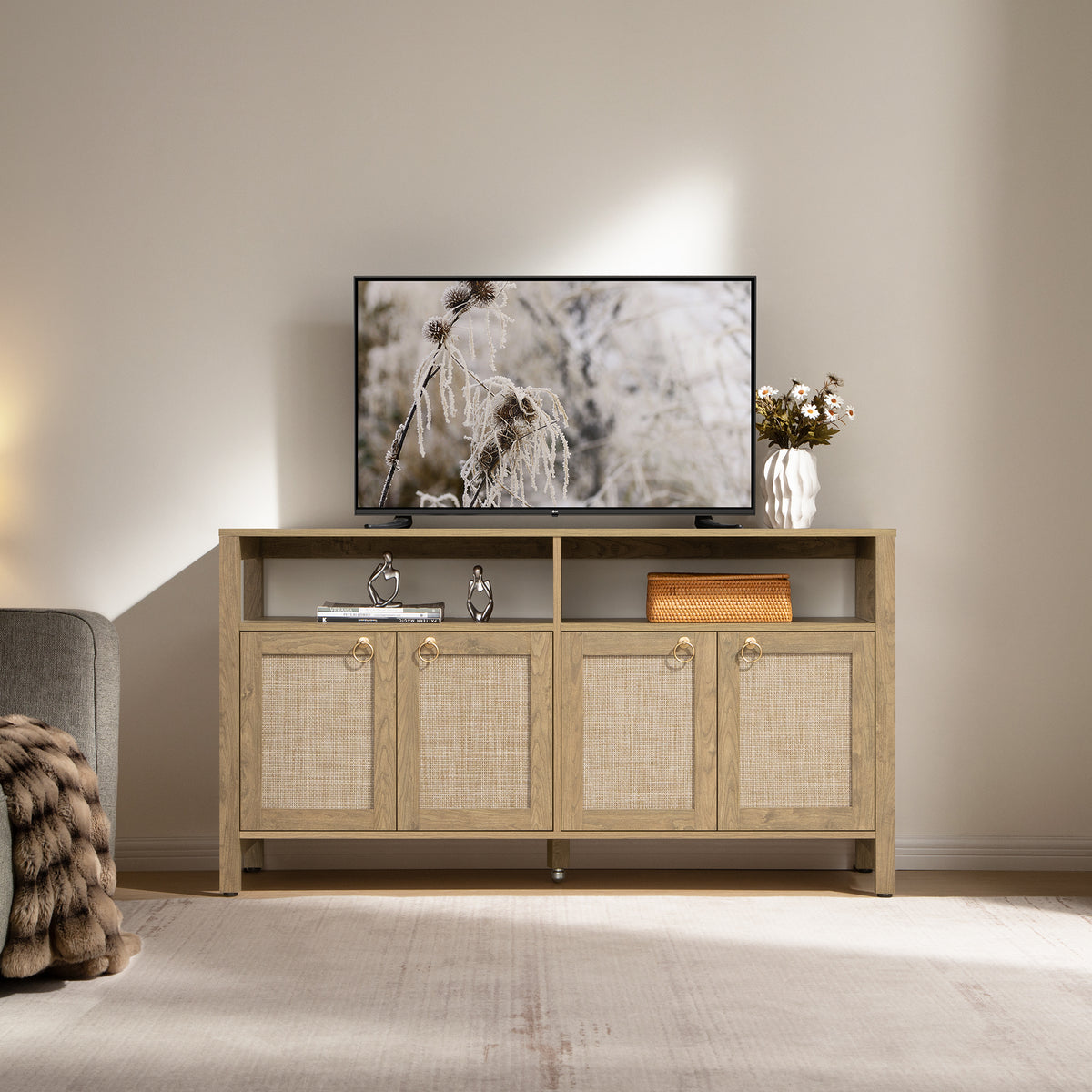 Terra White TV Stand for 65 Inch TV