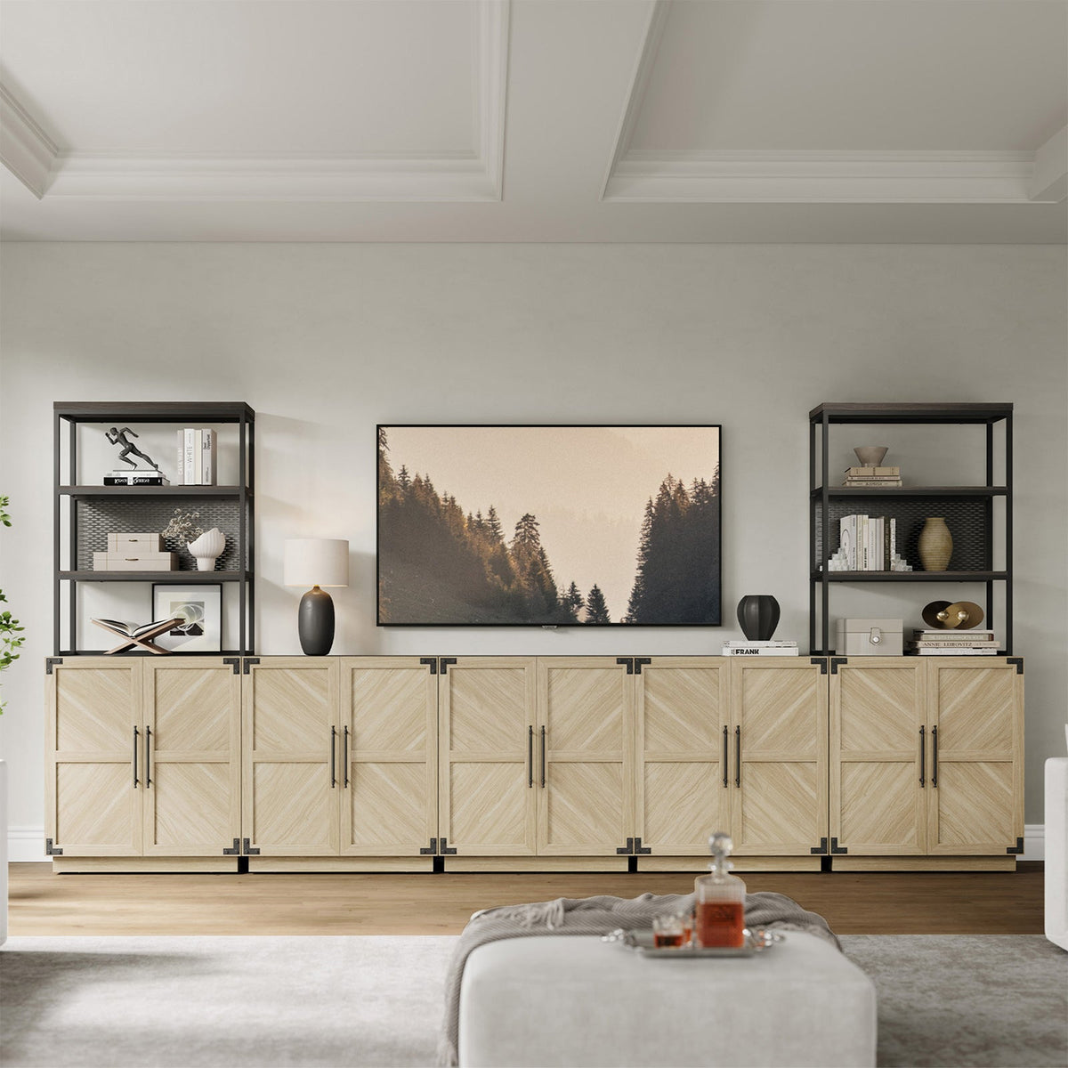 Willow Sideboard Buffet with Doors, Set of 2