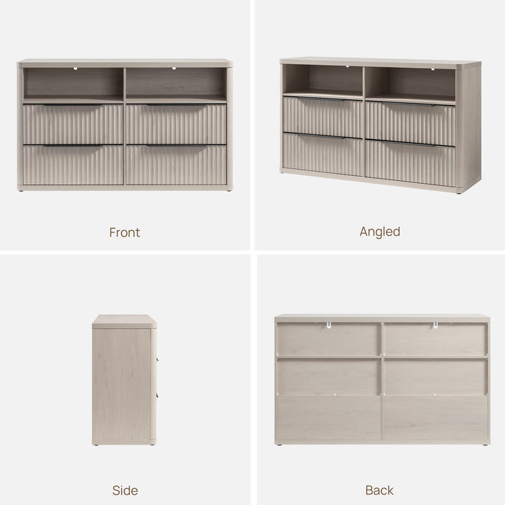 Cas 4 Drawer dresser with Open Shelf