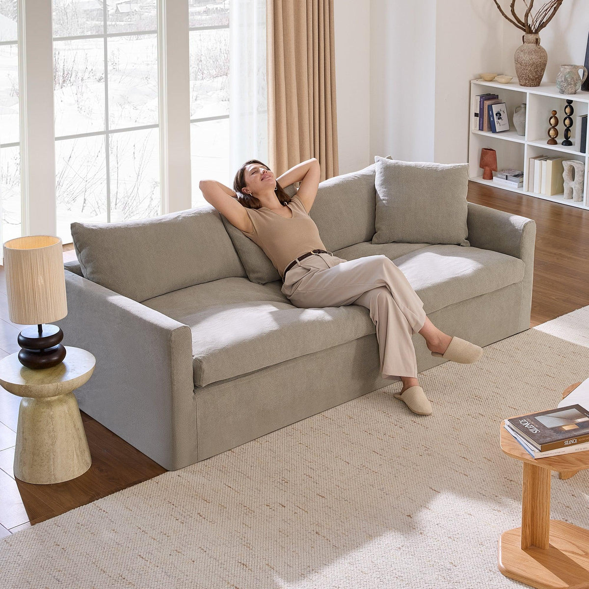 Eira Feather-Down Cushion Sofa, Deep Seat