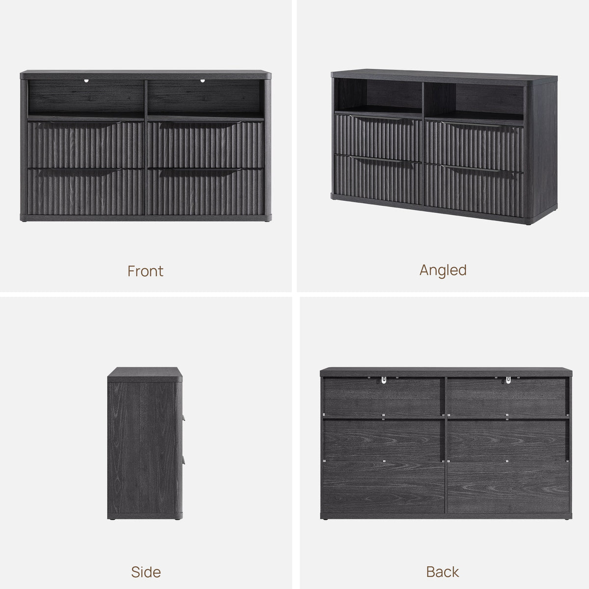 Cas Horizontal Chest, Open Drawers - 1 Piece - Grey Alder