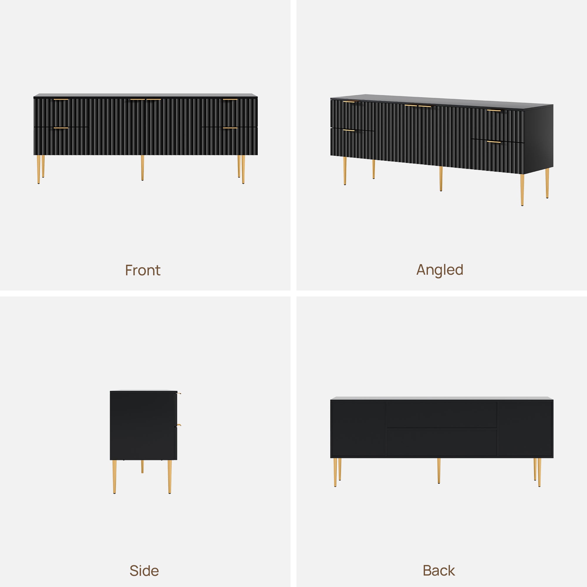 Opus Black TV Stand, Large Storage