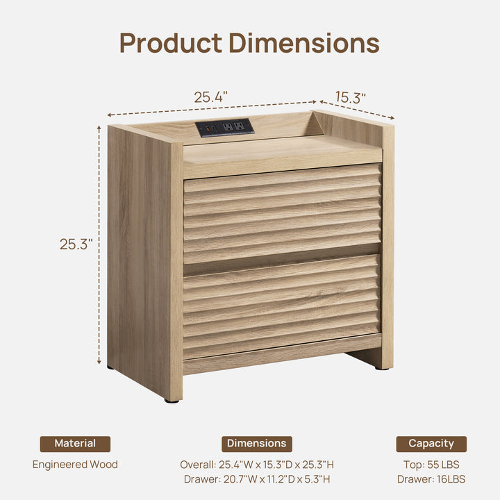 Prelude 2-Drawer Nightstand, Charging Station