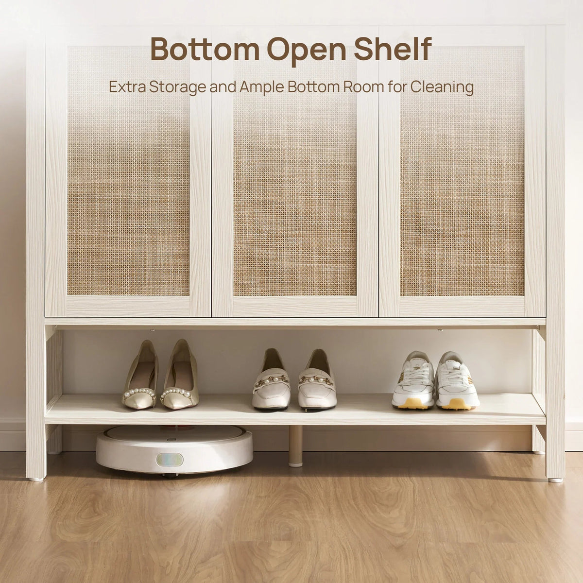 Terra White Shoe Cabinet, 3 Doors - 1 Piece - Obsidian