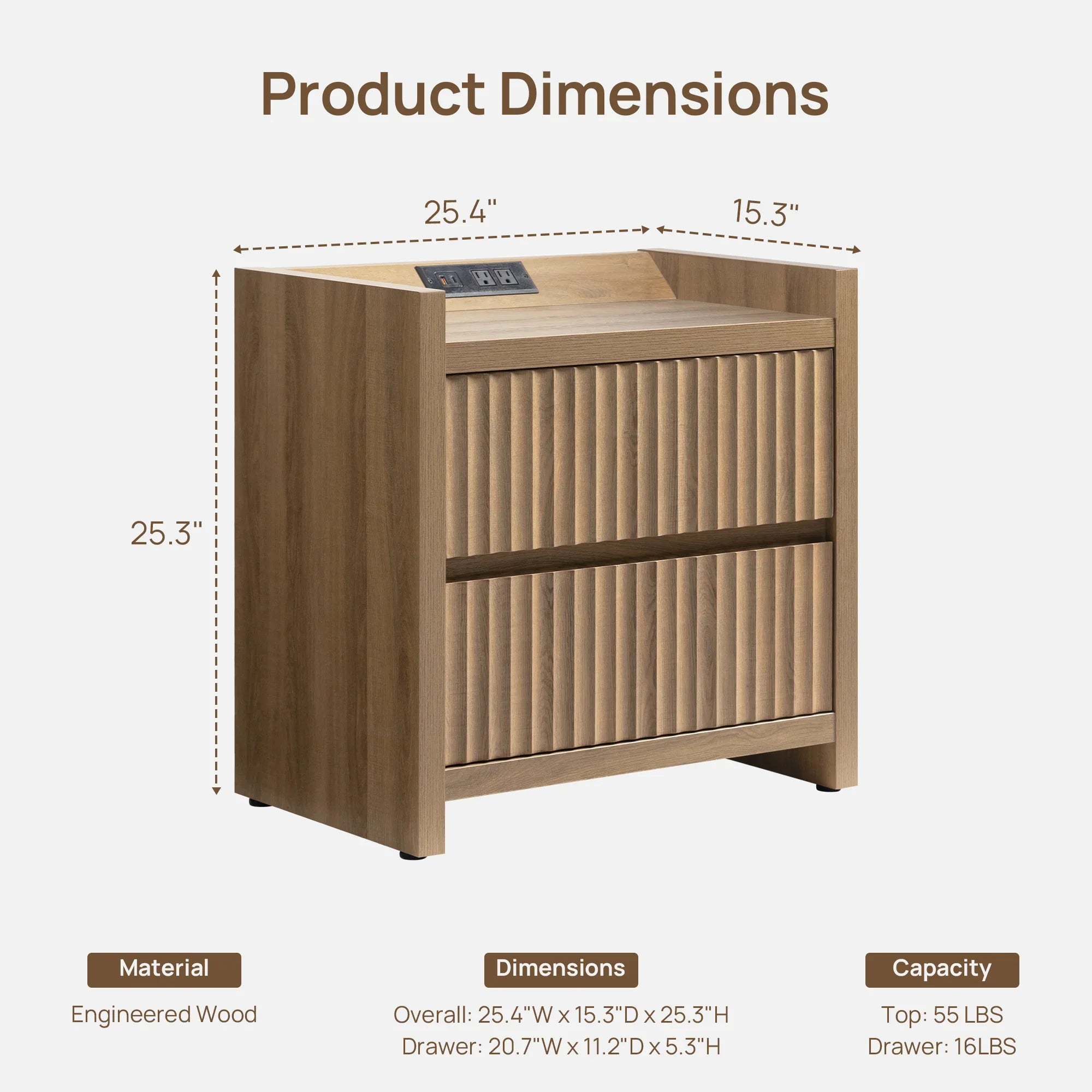 Prelude Nightstand with Charger Station