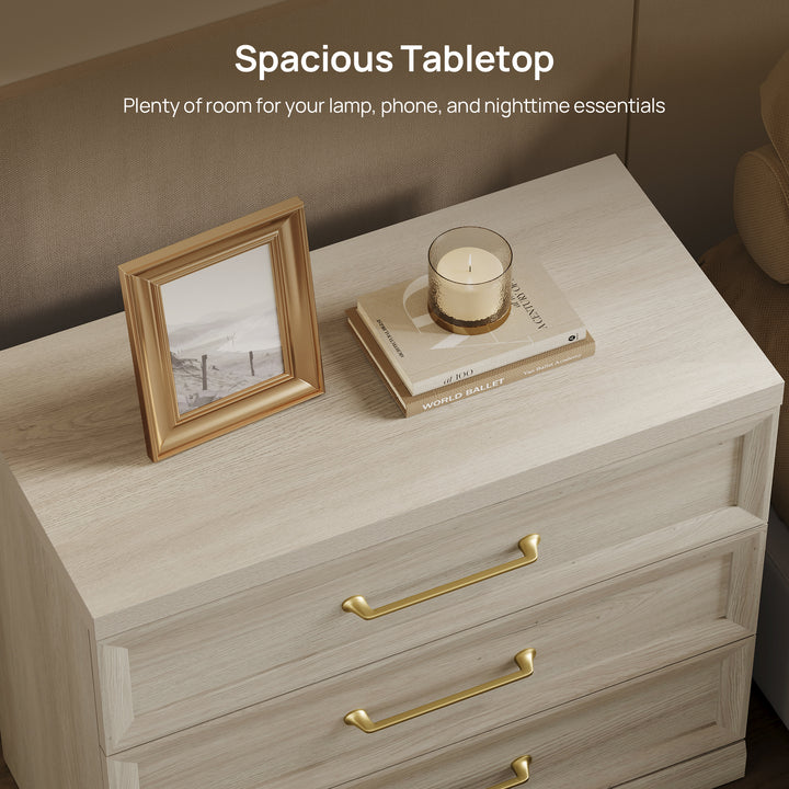 Helio Modern Nightstand with 3 Drawers, 30'' Wide