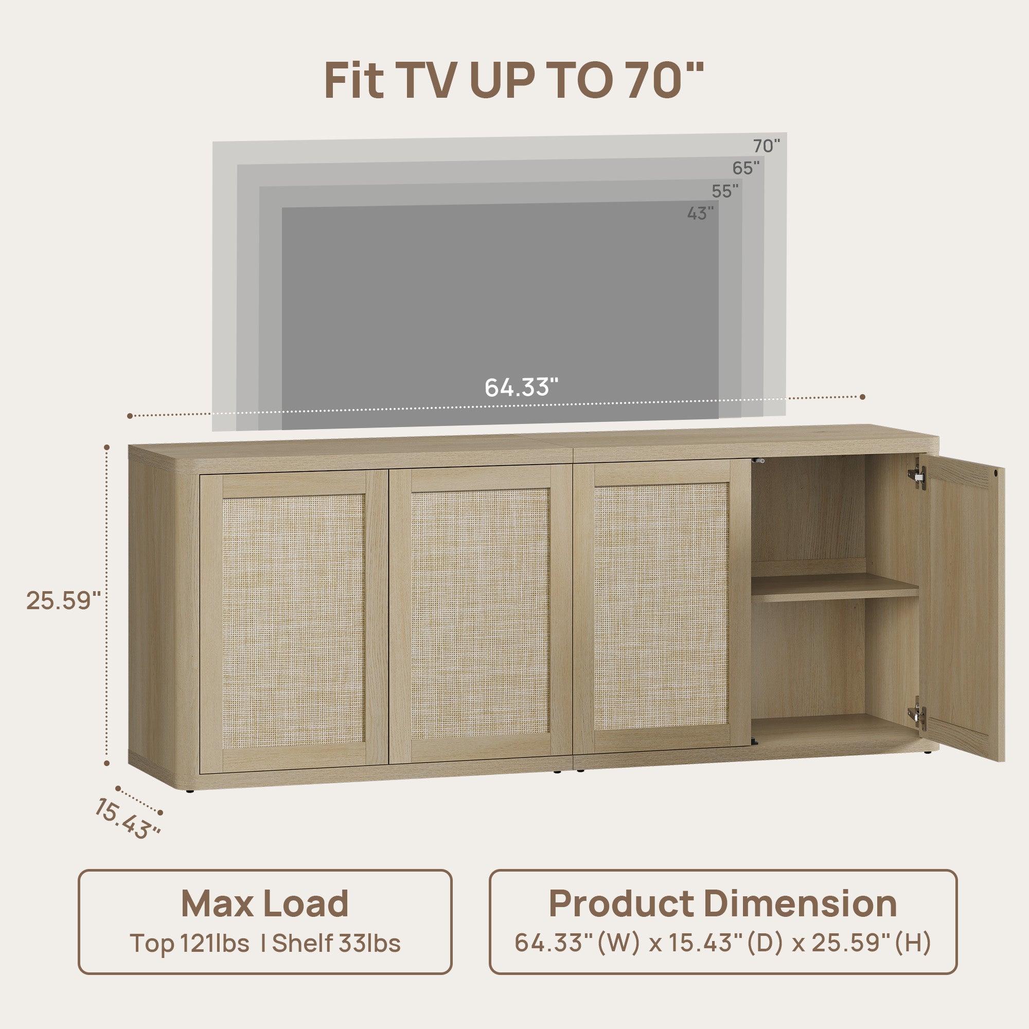 Zura Sectional TV Console, 65 Inches Wide