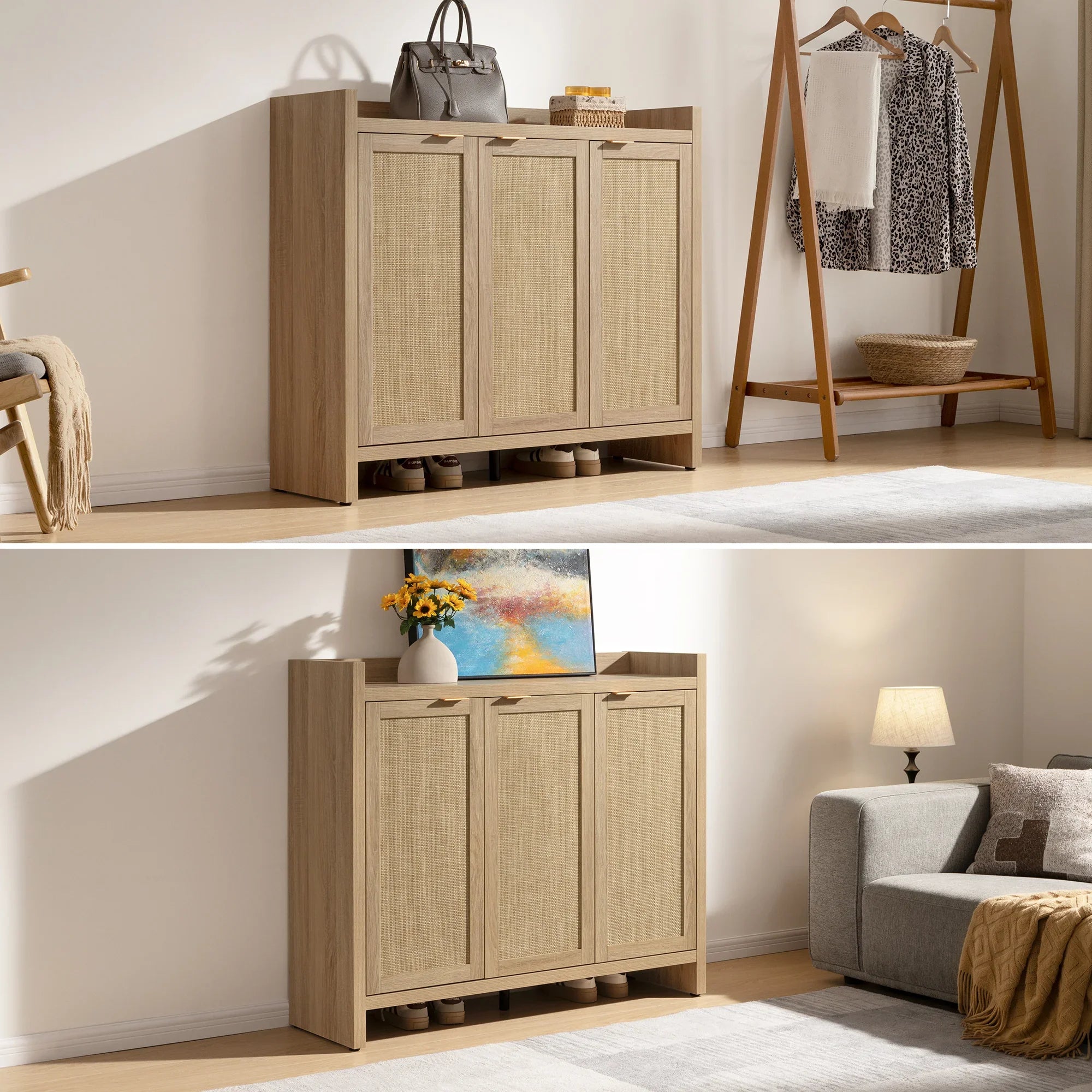 Savanna Tall Shoe Cabinet,30 Pairs Shoes