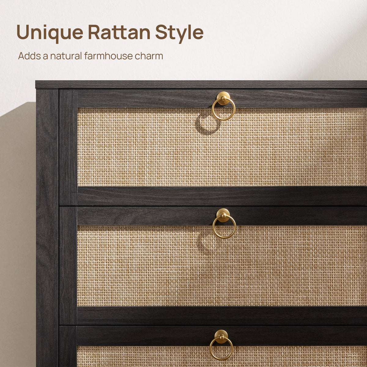 Terra 6-Drawer Dresser, Golden Handle, Set of 2