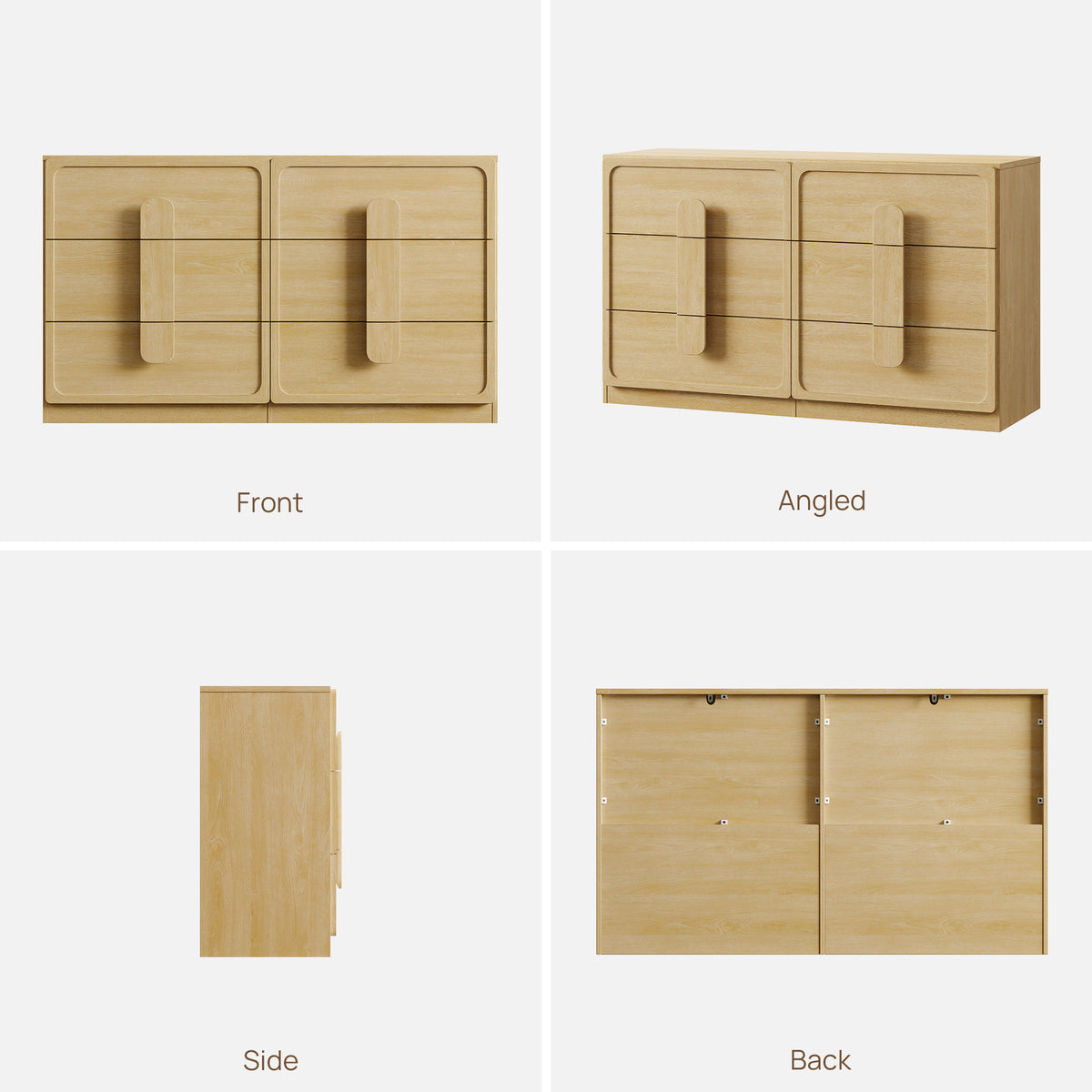 Arcus Bedroom Dresser with 6 Drawers, 53.5Inch Wide