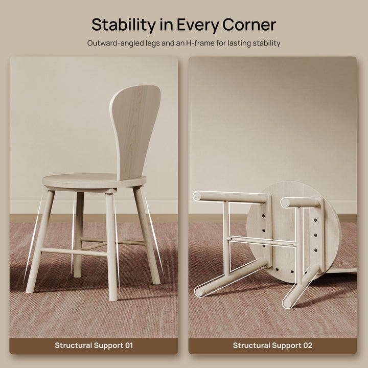 Cas Round Dining Chairs Set of 2, Solid wood
