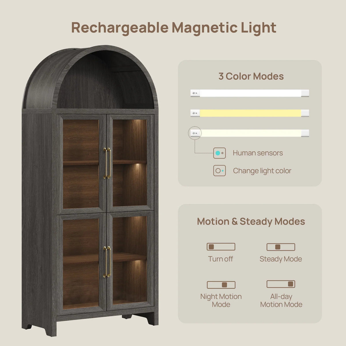 Helio Display Cabinet with Glass Door, Set of 3