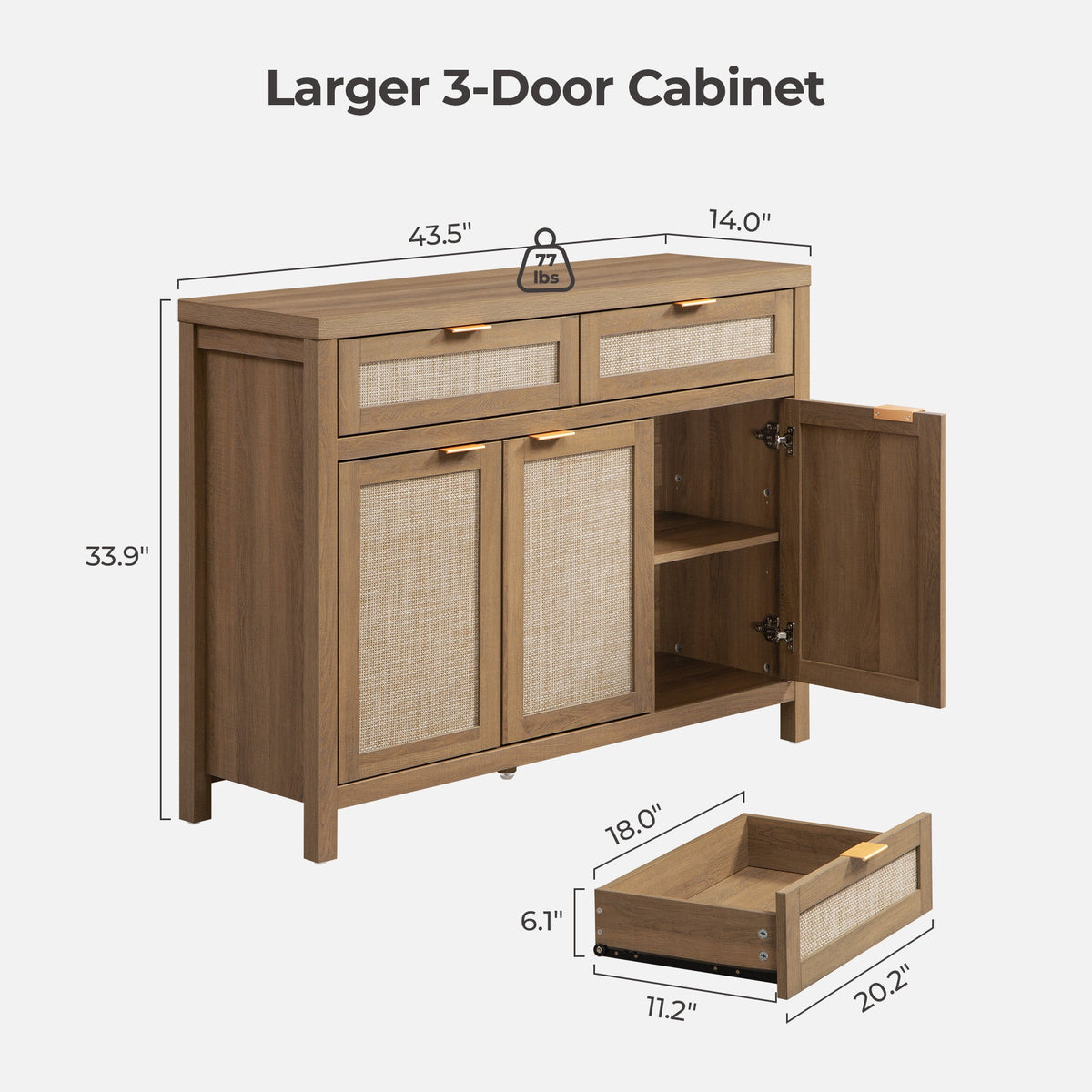 Savanna Sideboard Cabinet, Flexible Storage
