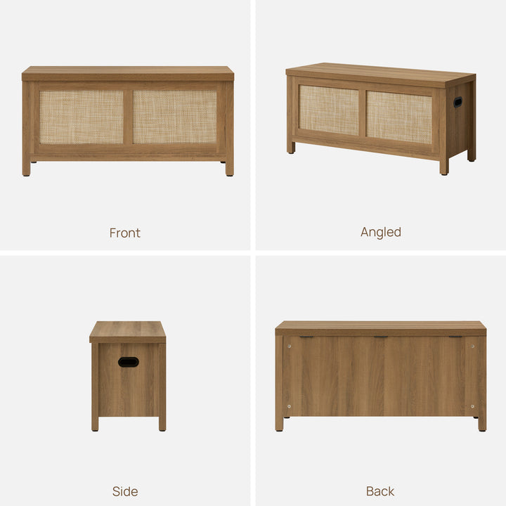 Savanna Flip-Open Rattan Shoe Bench