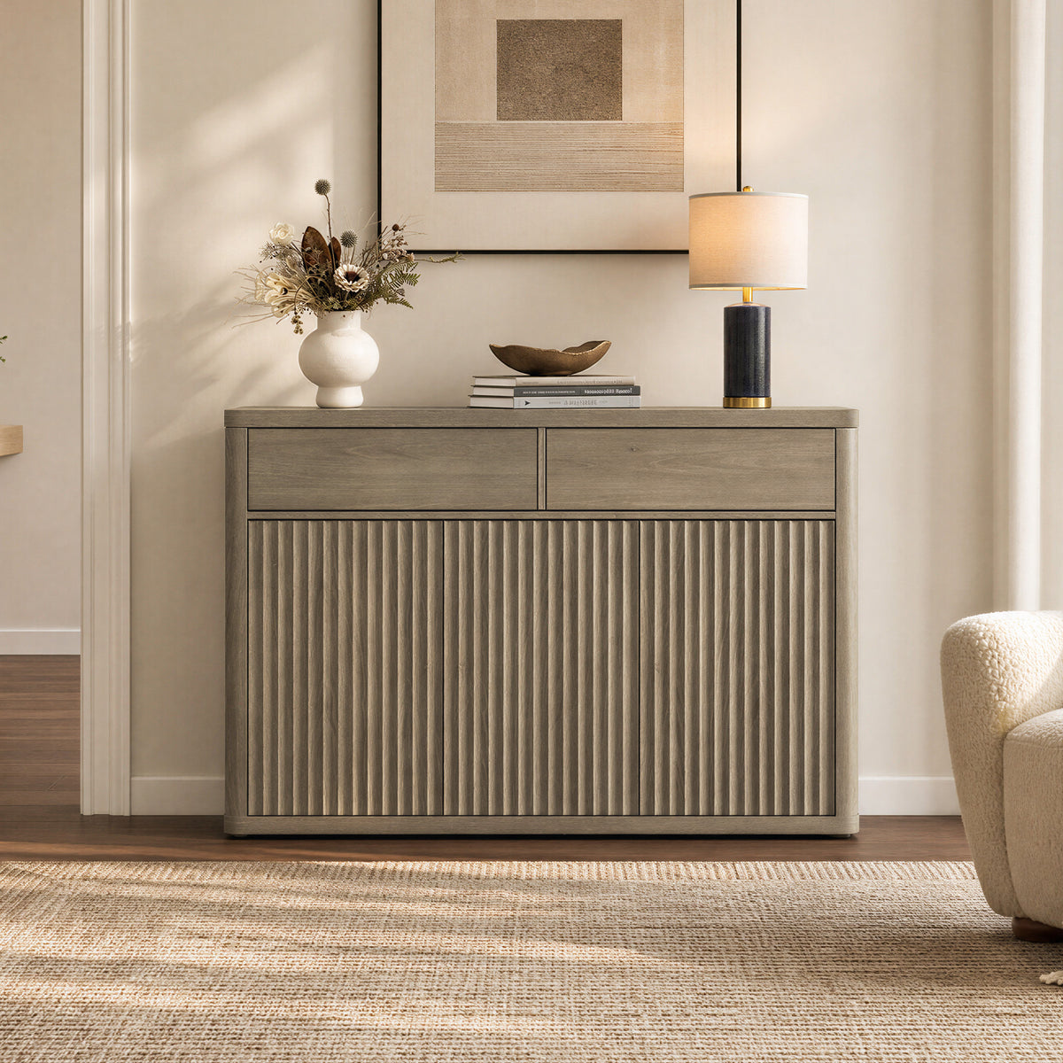 Cas Sideboard Cabinet, Fluted Style