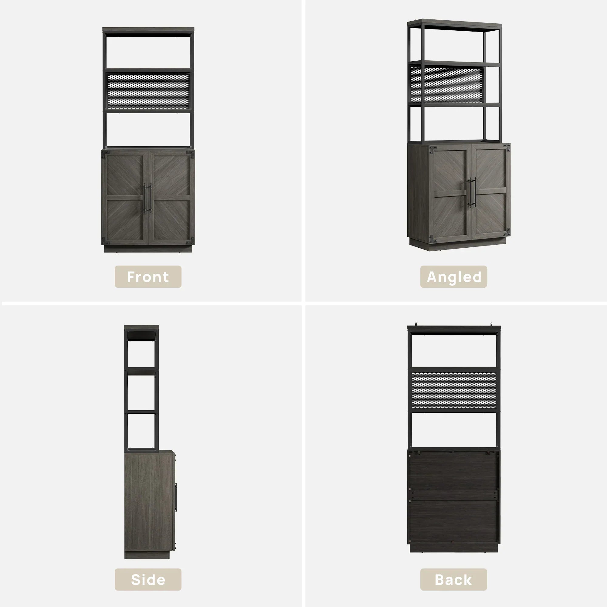 Willow 2 Doors Bookshelf, 75.3 Inch Tall