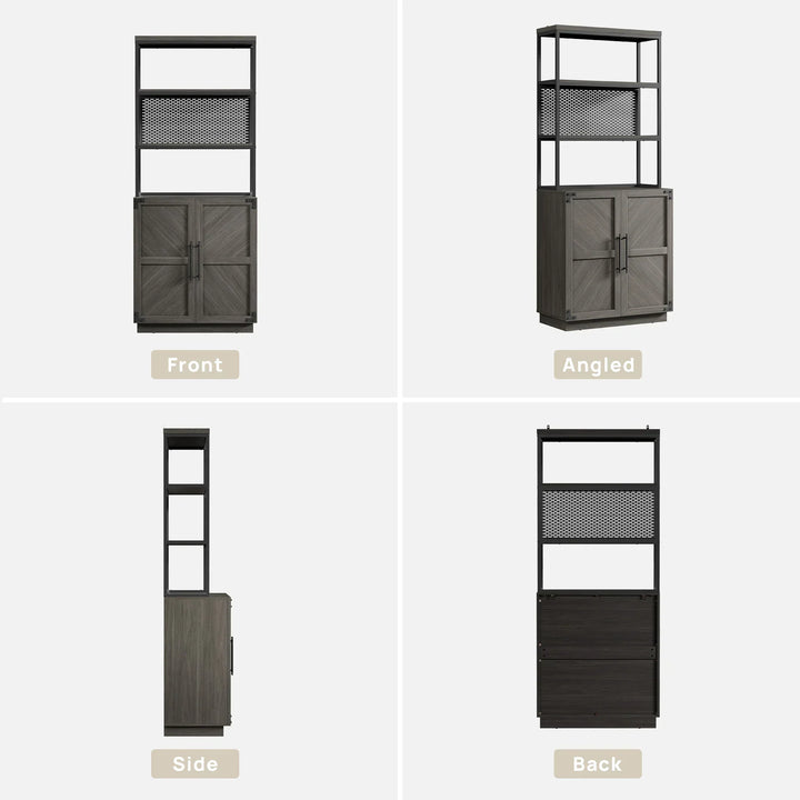 Willow 2 Doors Bookshelf, 75.3 Inch Tall
