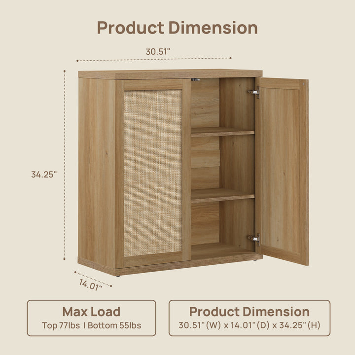 Zura 2-Door Buffet Cabinet, Large Storage, Set of 2