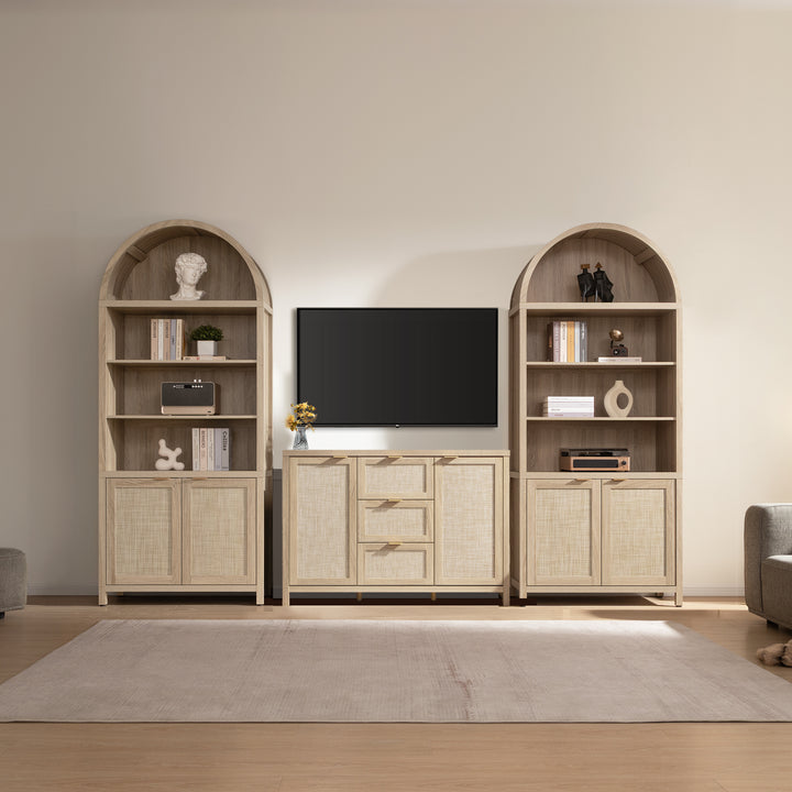 SICOTAS  Rattan Kitchen Pantry Storage Cabine Set WM