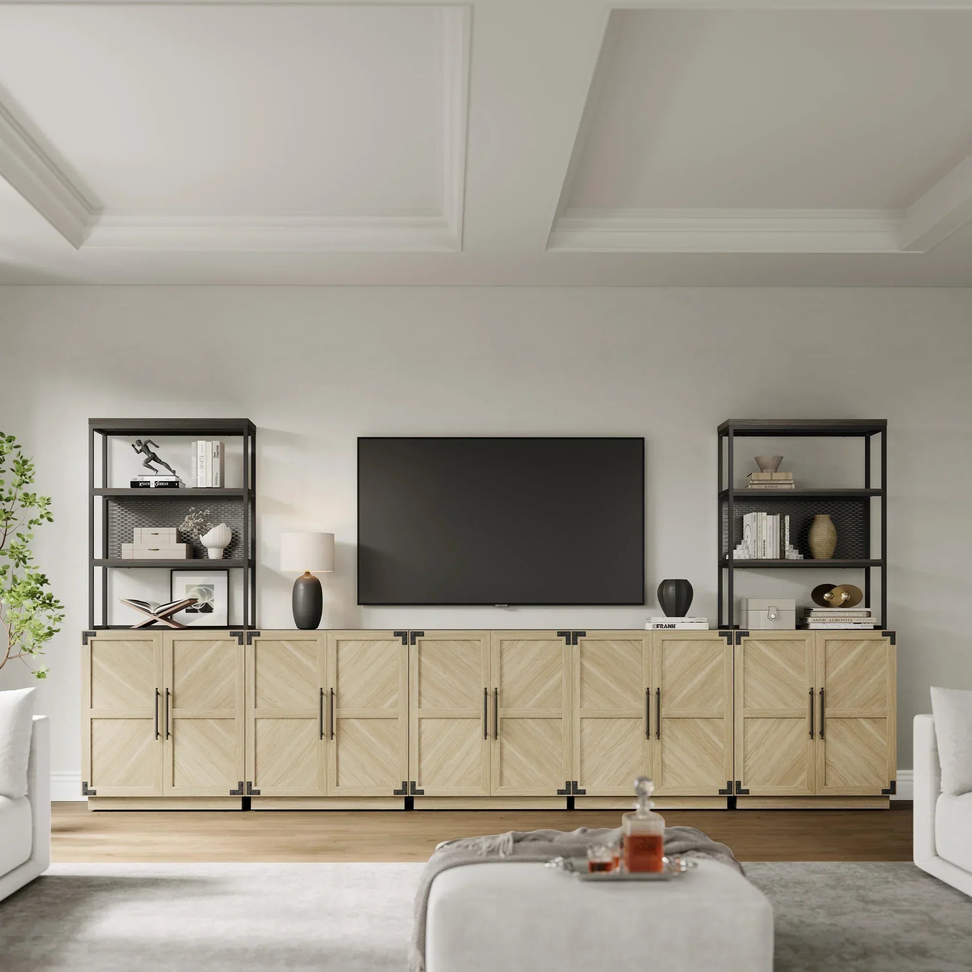 Willow 2 Doors Bookshelf, 75.3 Inch Tall