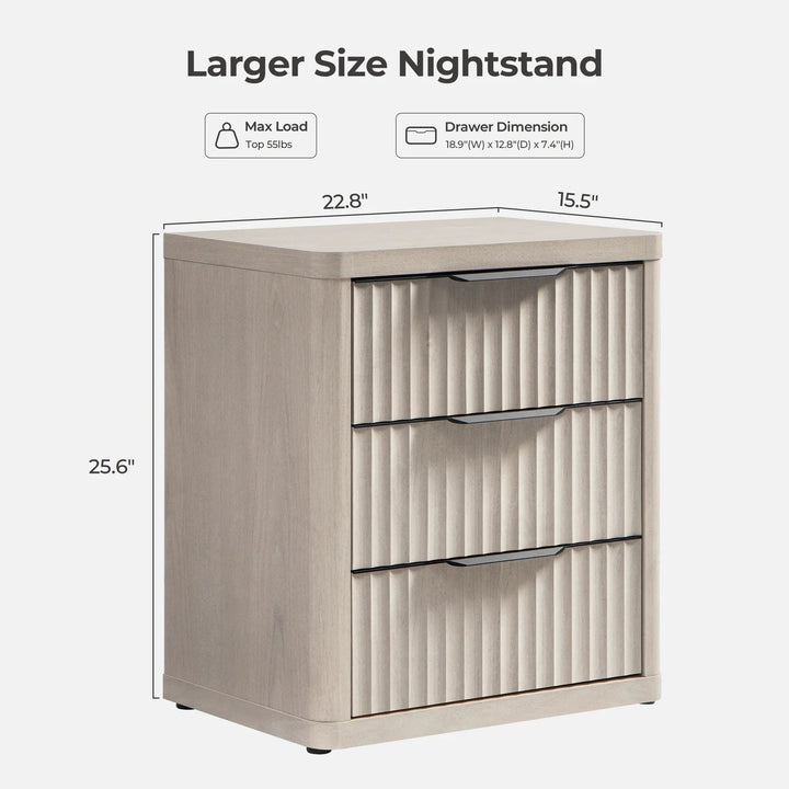 Cas 6 Drawers Dresser and 3 Drawers Nightstands Set for Bedroom - 1 Set - Dark Grey Oak