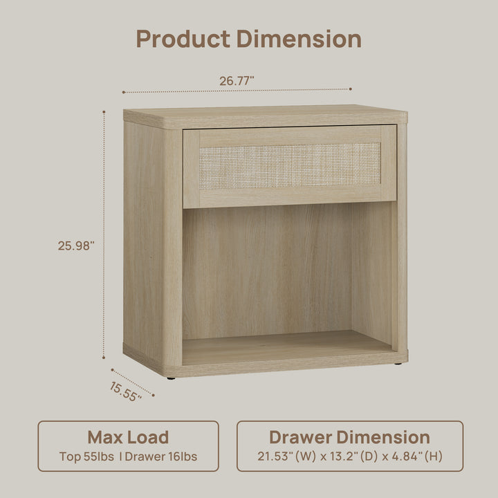 Zura 1-Drawer Nightstand, Boho Style